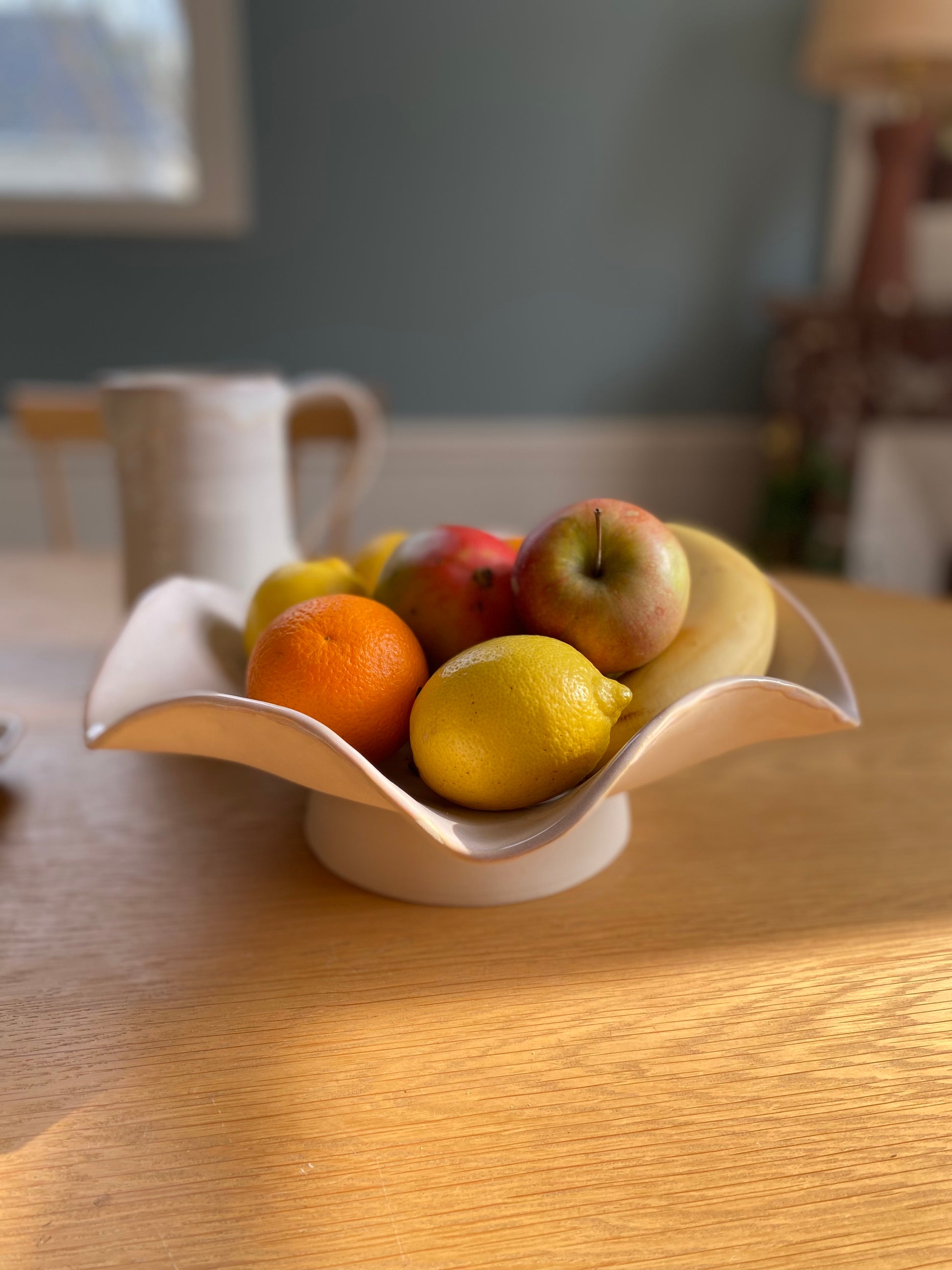 coupe à fruits en ceramique rose sable émaillée artisanale made in france