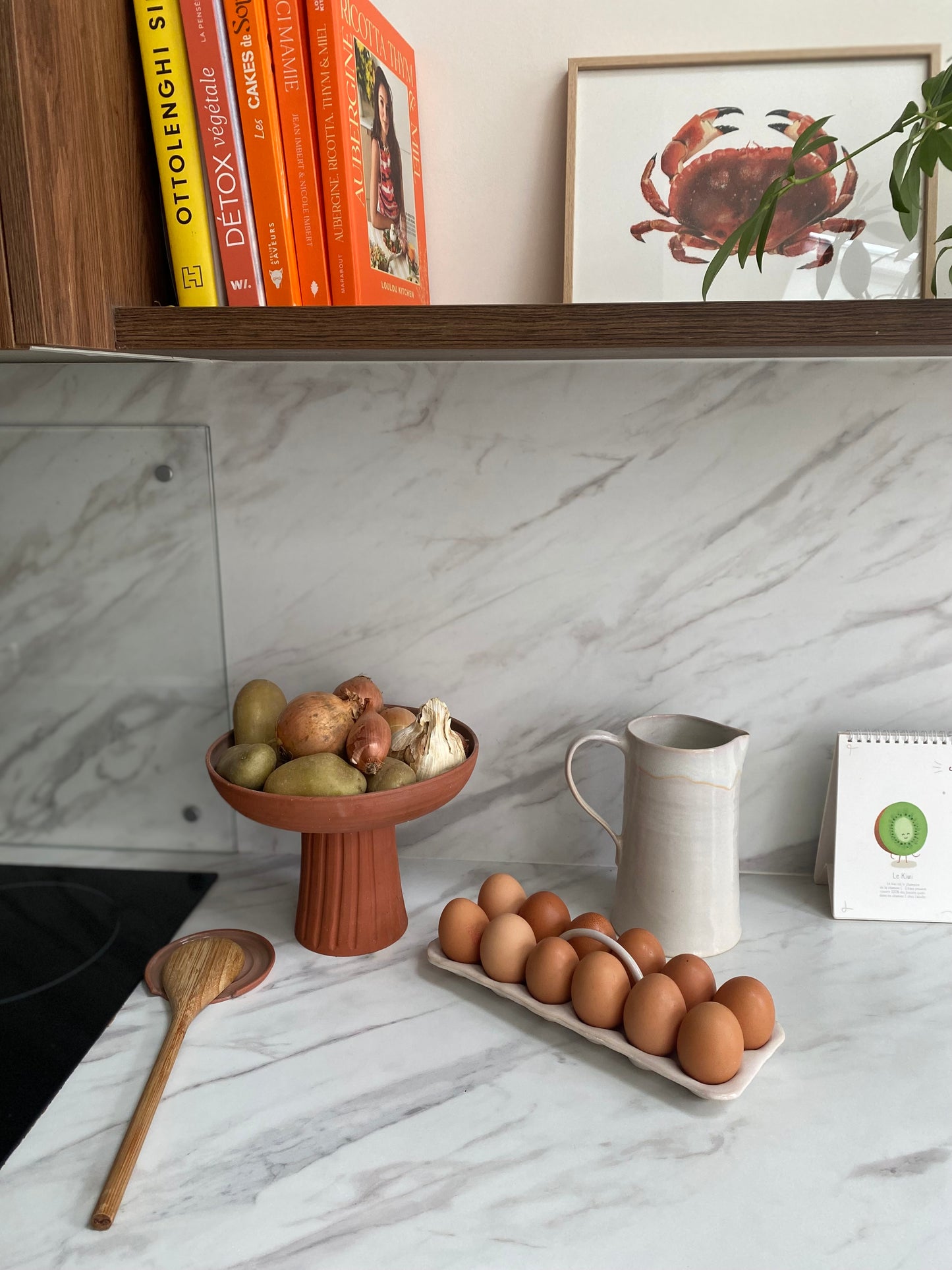 .EGG HOLDER - in enamelled stoneware - PALE PINK